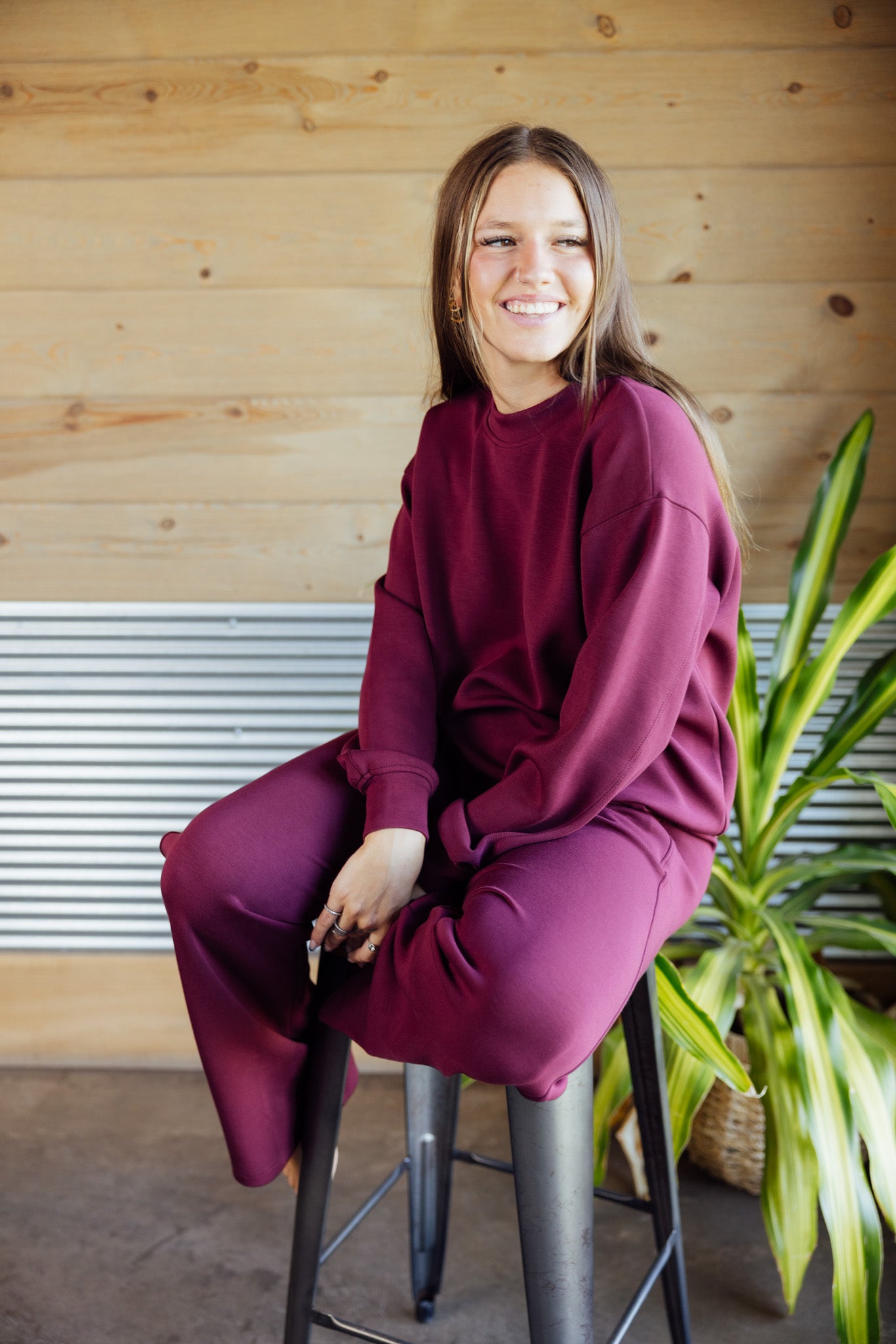 Wine Scuba Pant Set
